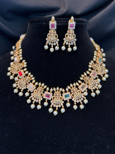 Matte with Antique Finish Lakshmi Necklace