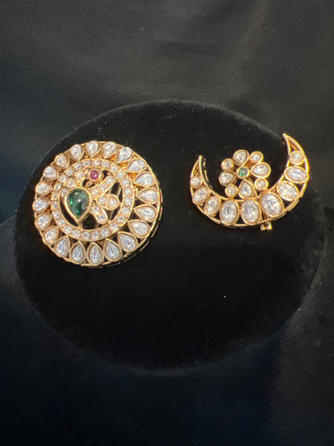 Kundan Stone Matte Gold Finish Hair Accessories