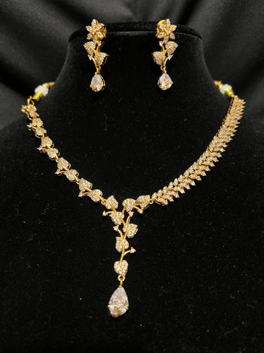Matte Gold Finish Necklace - white