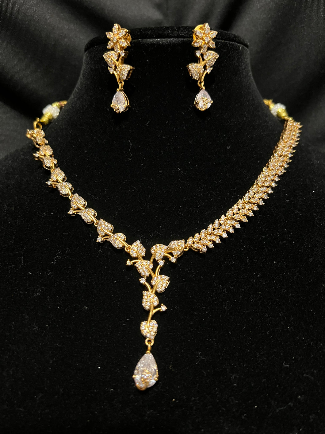 Matte Gold Finish Necklace - white